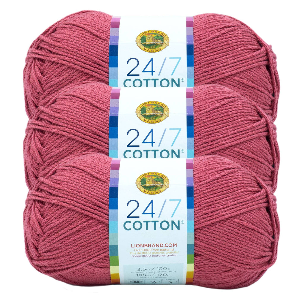 Lion Brand Yarn 24/7 Cotton Terracotta 3 Pack