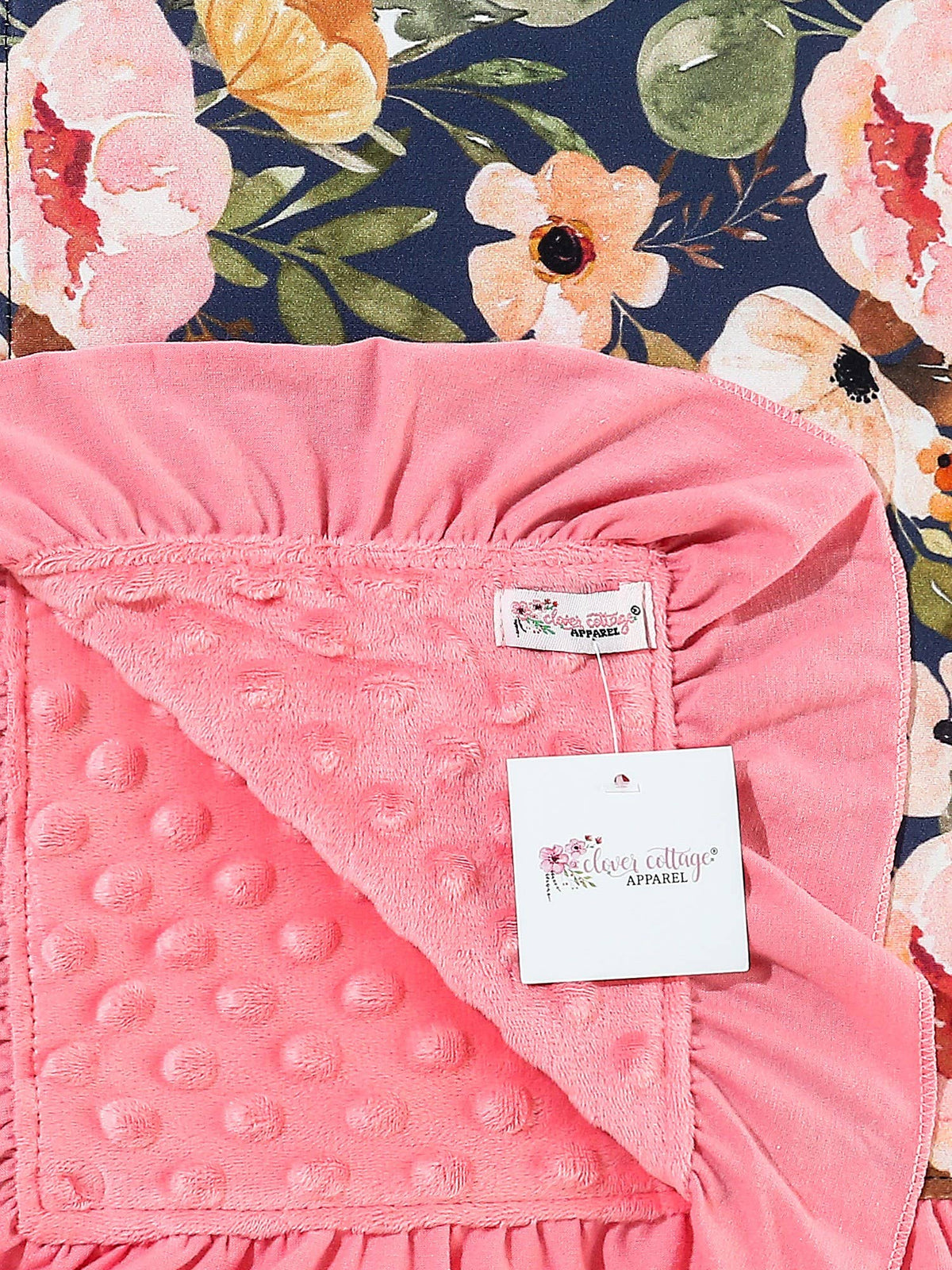 Navy Wispy Floral Blanket
