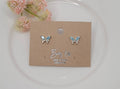 BUTTERFLY POST EARRINGS.: BLUE OPAL/GOLD