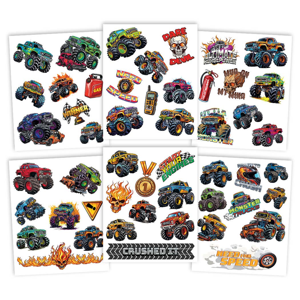 Monster Motors Trucks Tattoo Kit