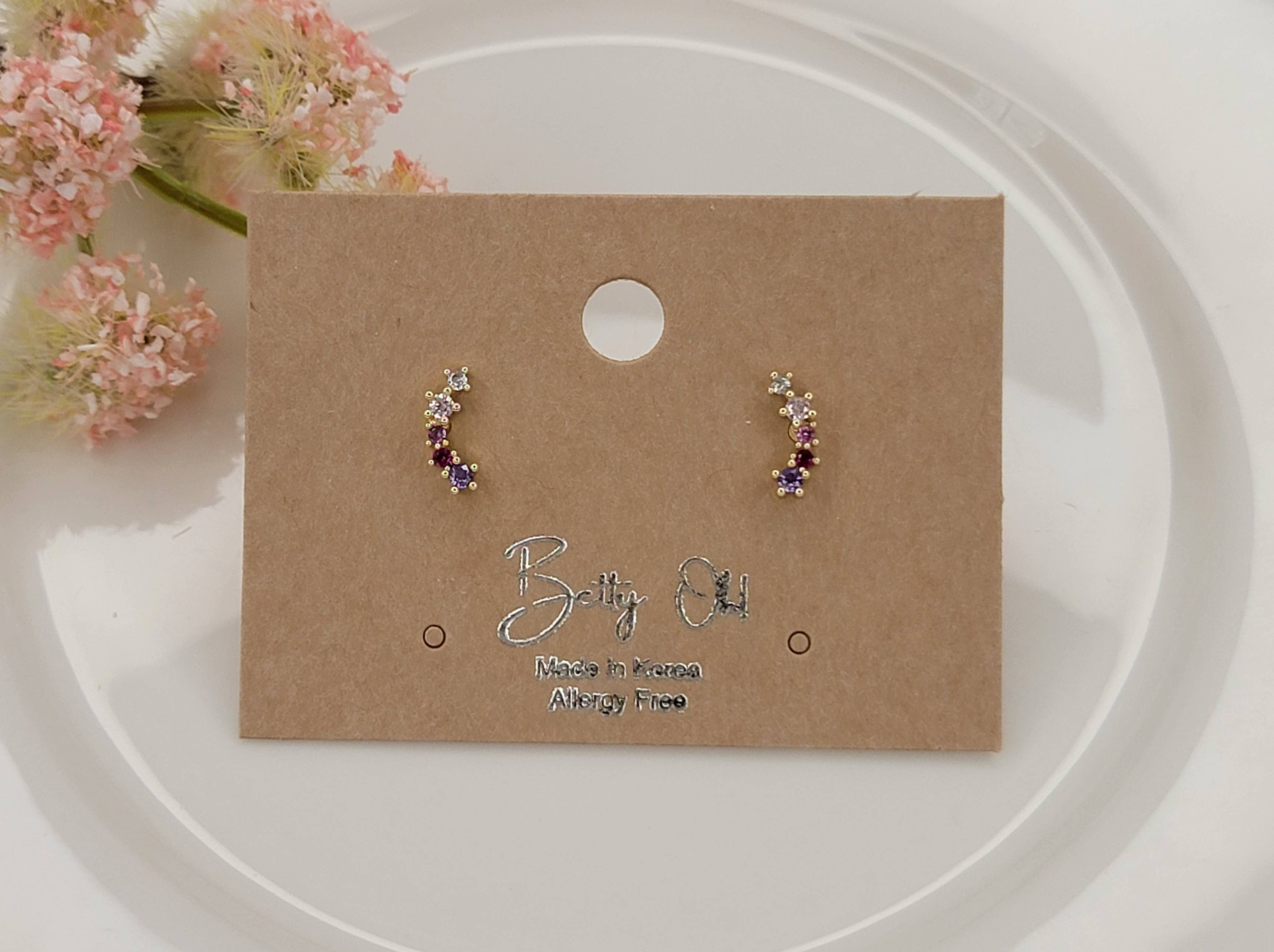 MINI MULTI COLOR CZ TARNISH FREE STUD EARRINGS.: Blue