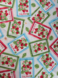 Berry Besties – Vintage Strawberry Seed Packet Fabric