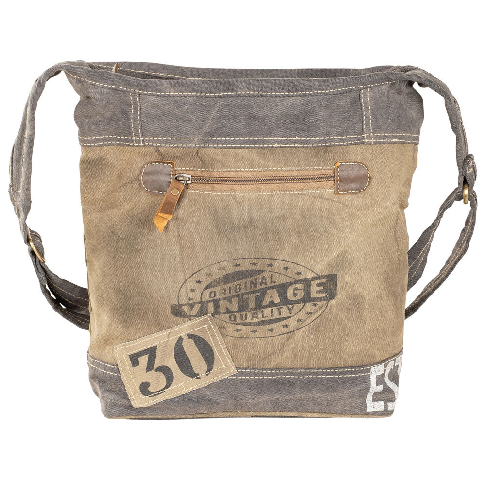 Clea Ray Vintage Canvas Mountain Adventure Hobo Bag up-cycled