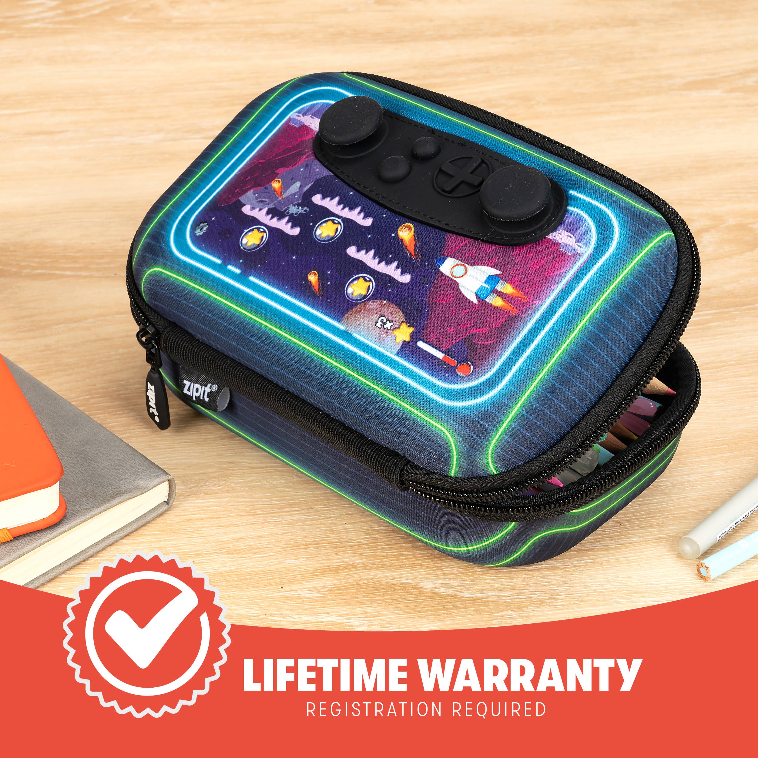 ZIPIT Gamer Pencil Case for Boys, Joystick Pencil Box: Cars
