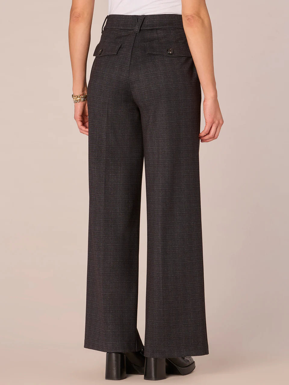 "Ab"solution Skyrise Plaid Ponte Wide Leg Trousers with Flap Pockets