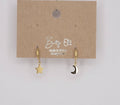 MINI STAR AND MOON HUGGIE HOOP SS EARRINGS.: GOLD