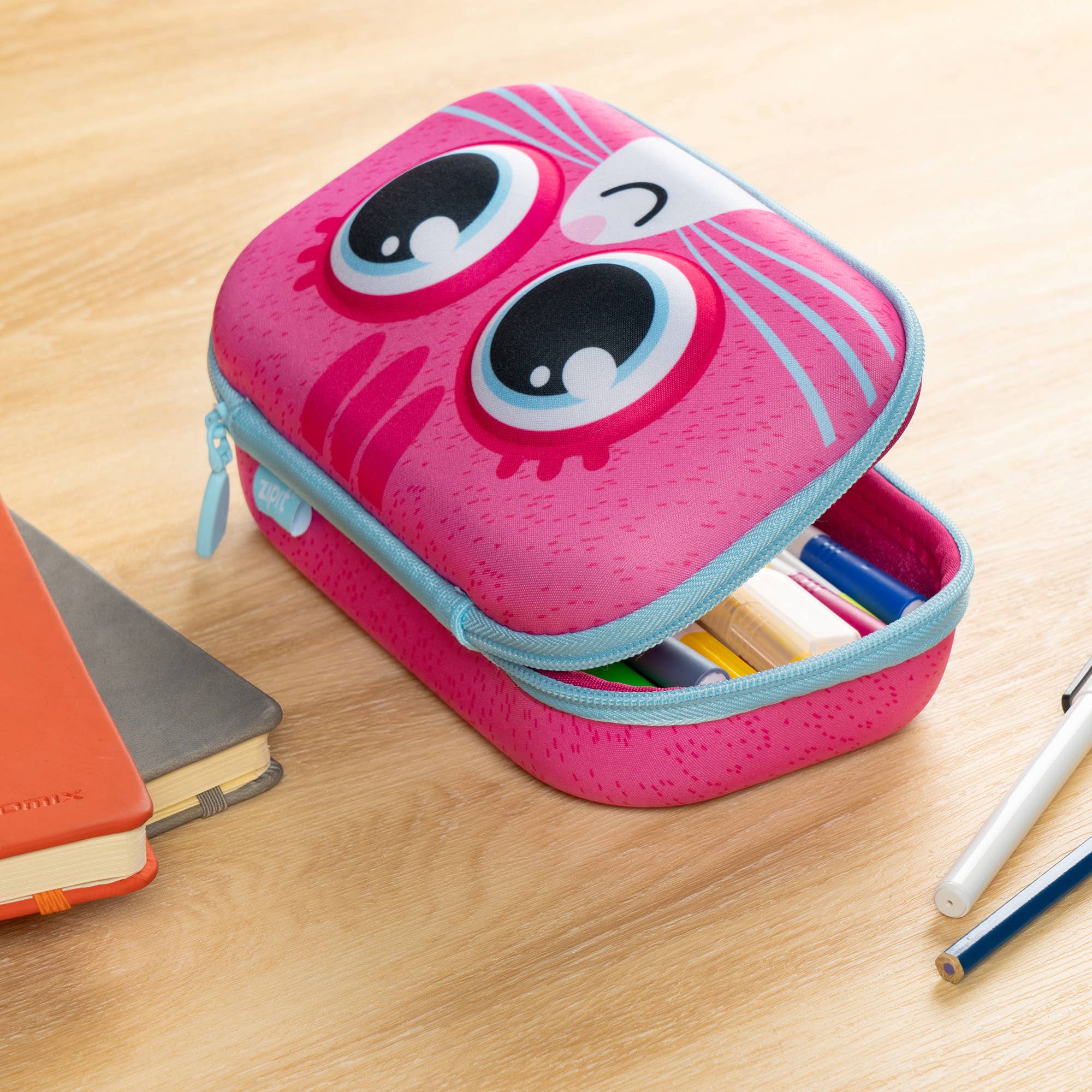 ZIPIT Cat Pencil Case for Girls, Cute Gift for Kids