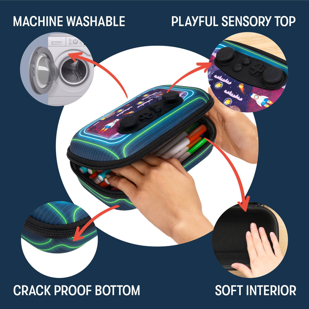 ZIPIT Gamer Pencil Case for Boys, Joystick Pencil Box: Rockets
