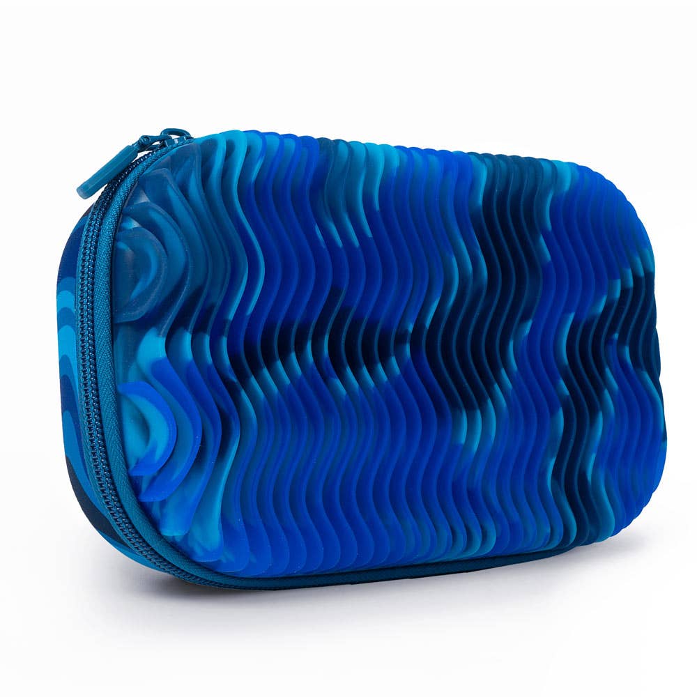 ZIPIT Wavy Storage Box, Sensory Pencil Case Gift for Kids: Blue