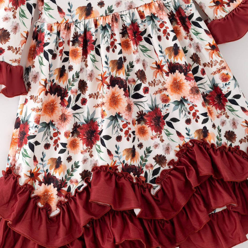 Mahogany Floral Maxi Girls Dress: 2t