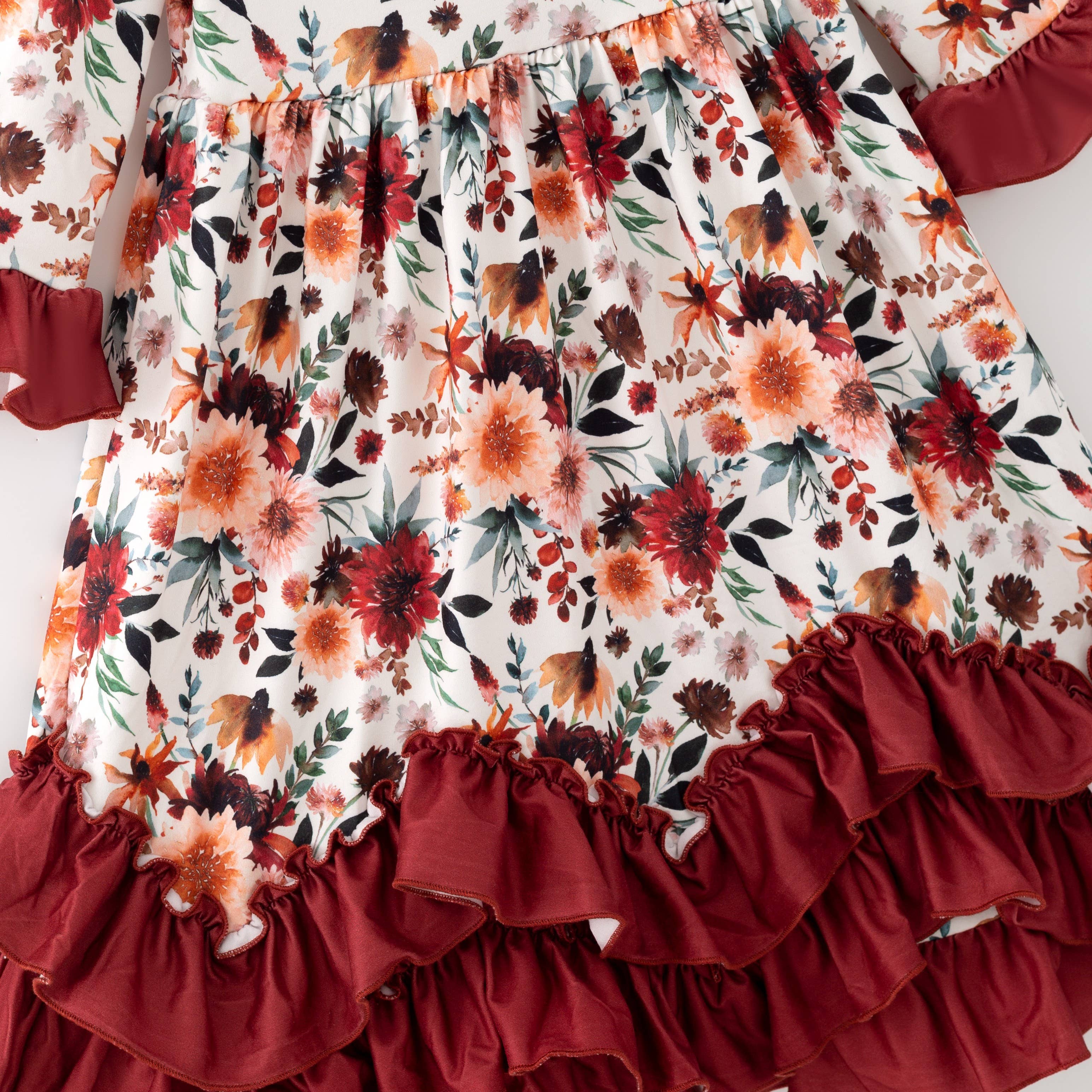 Mahogany Floral Maxi Girls Dress: 2t