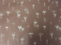 Autumn Forest – Mini Mushrooms on Brown Fabric