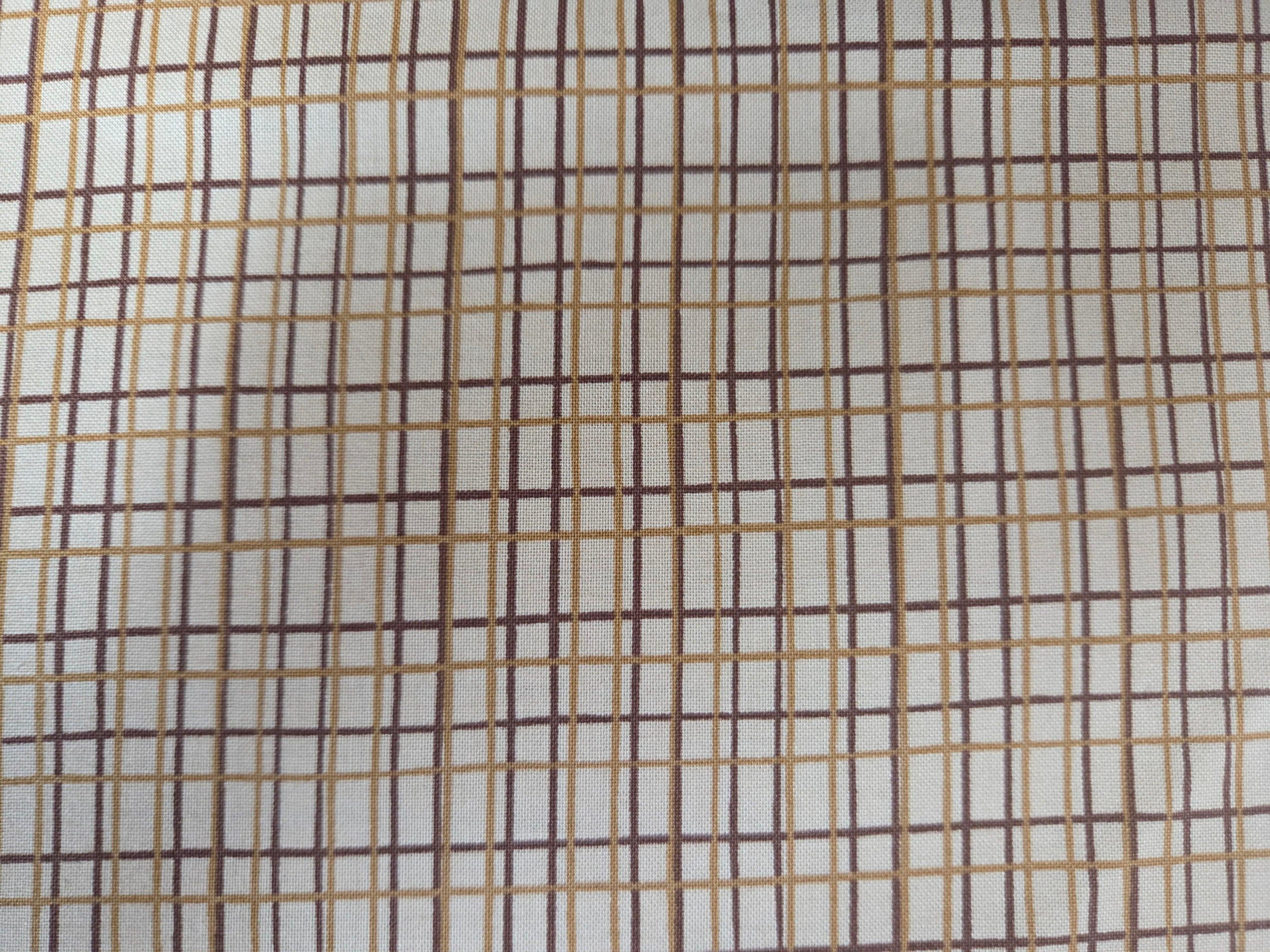 Autumn Forest – Rustic Grid Fabric (Cream & Brown)