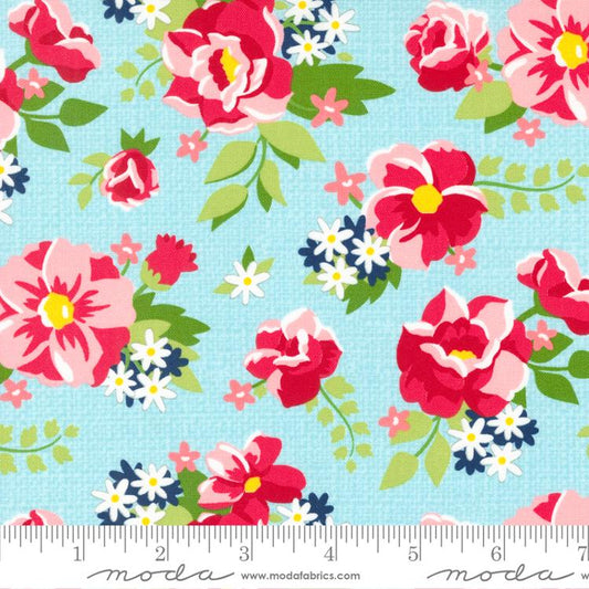 Berry Basket for Moda Fabric by April Rosethal Blue Raspberry Floral 24150-15