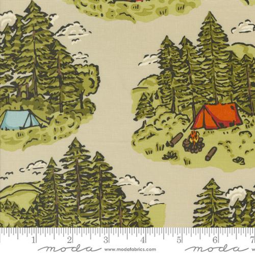 The Great Outdoors  Sand 20880 12  Moda  Vintage Camping Print