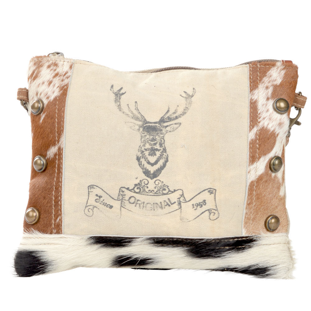 Clea Ray Canvas and Cowhide Vintage Deer Original Crossbody Bag