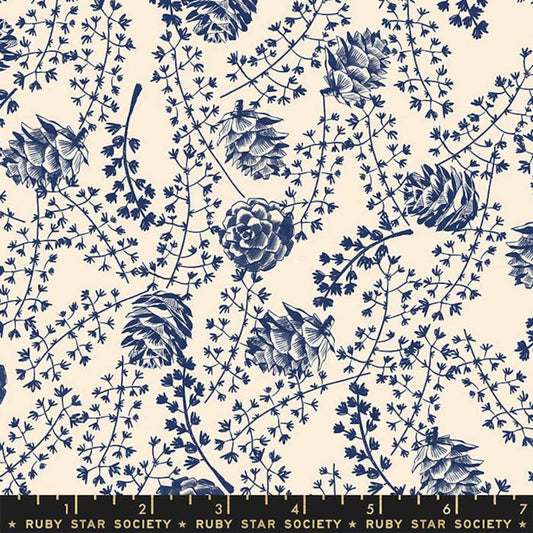 Winterglow for Moda Fabric by Ruby Star Society  Navy Acorn Pine Forest RS5105 12