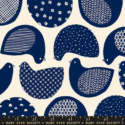 Winterglow for Moda Fabric by Ruby Star Society Navy Hens Chickens RS5113 13