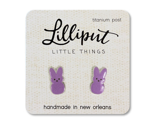 Lilliput Purple Marshmallow Bunny Earrings