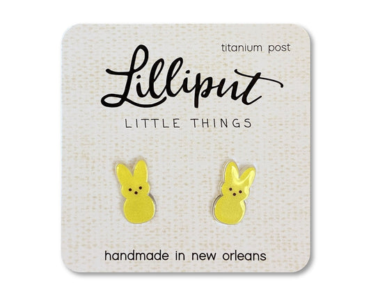 Lilliput Yellow Marshmallow Bunny Earrings